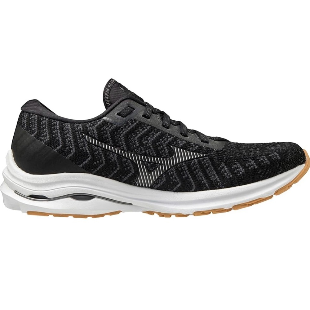 Mizuno Women's Wave Rider 24 Waveknit Running Shoe - Black/Dark Shadow - 9